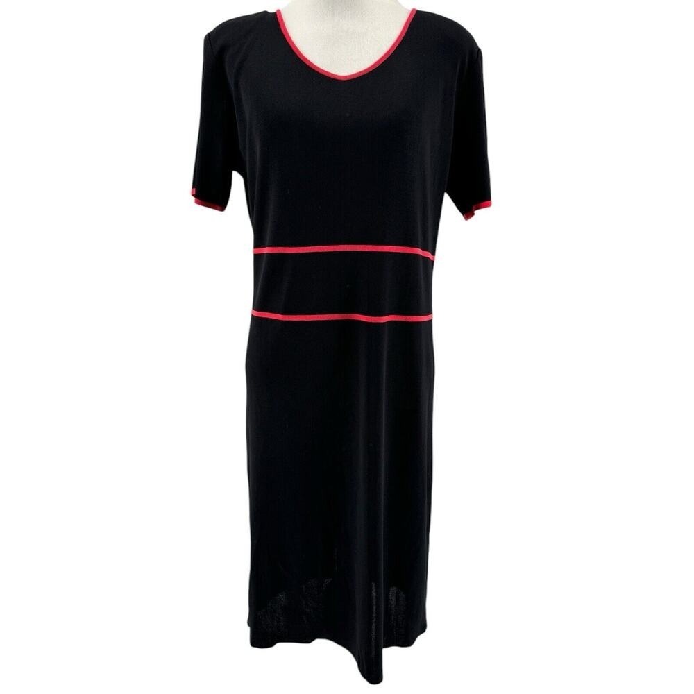 Exclusively Misook Women's Black Short Sleeve Sheath Dress Size Small